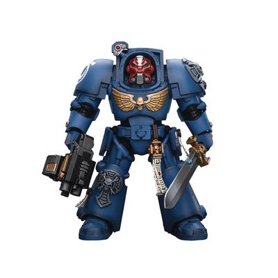 JoyToy Warhammer 40k: Ультрамариновый Сержант Терминатор с Силовым Мечом и Телепортацией Домой 1:Фигурка в масштабе 18
