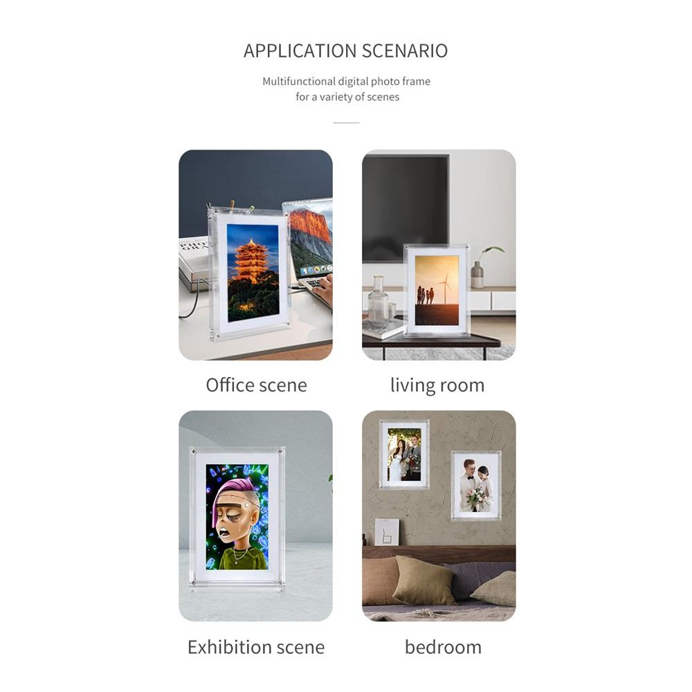 Акриловая цифровая фоторамка, 5/7 дюйма, 1000 мАч, вертикальный дисплей IPS-экрана, память 4 Гб
