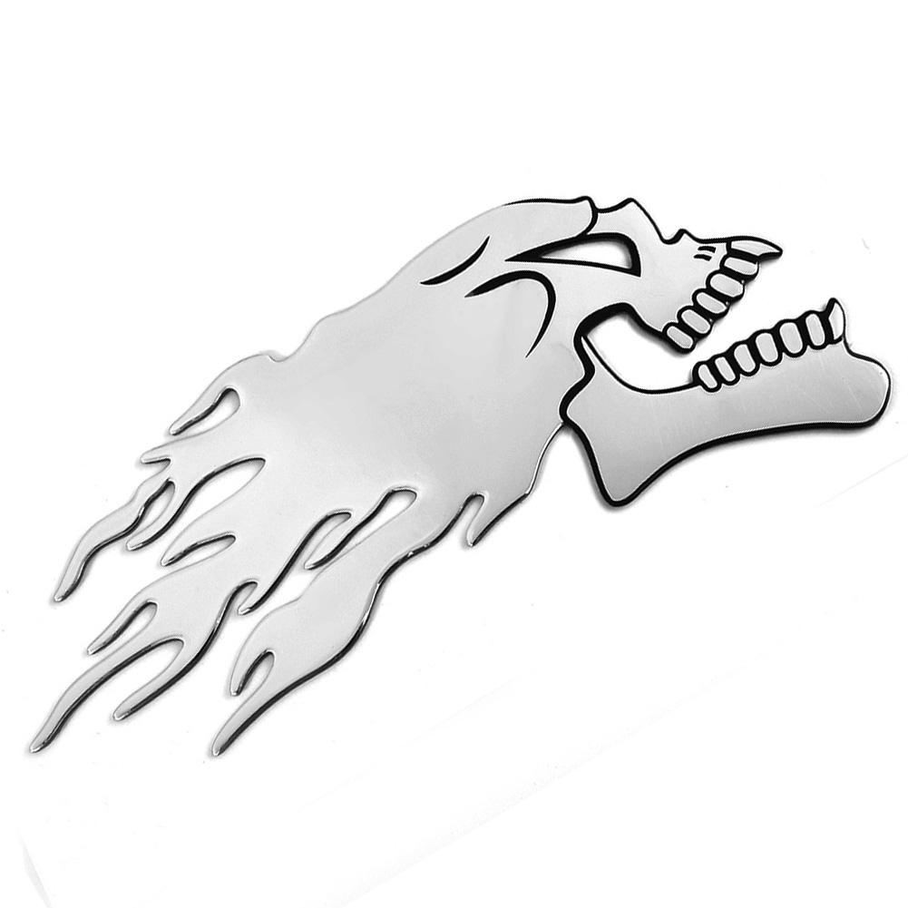 Мотоцикл Танк Автомобиль Щепка Пылающий Череп 3D Гелевая Наклейка Наклейка L/R Пара