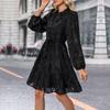 Spring and Summer Elegant Retro Lace Long Sleeve Dress Women Fashion A Line Casual Loose Dresses Women Slim Fit Solid Party Club Female Dress 26645