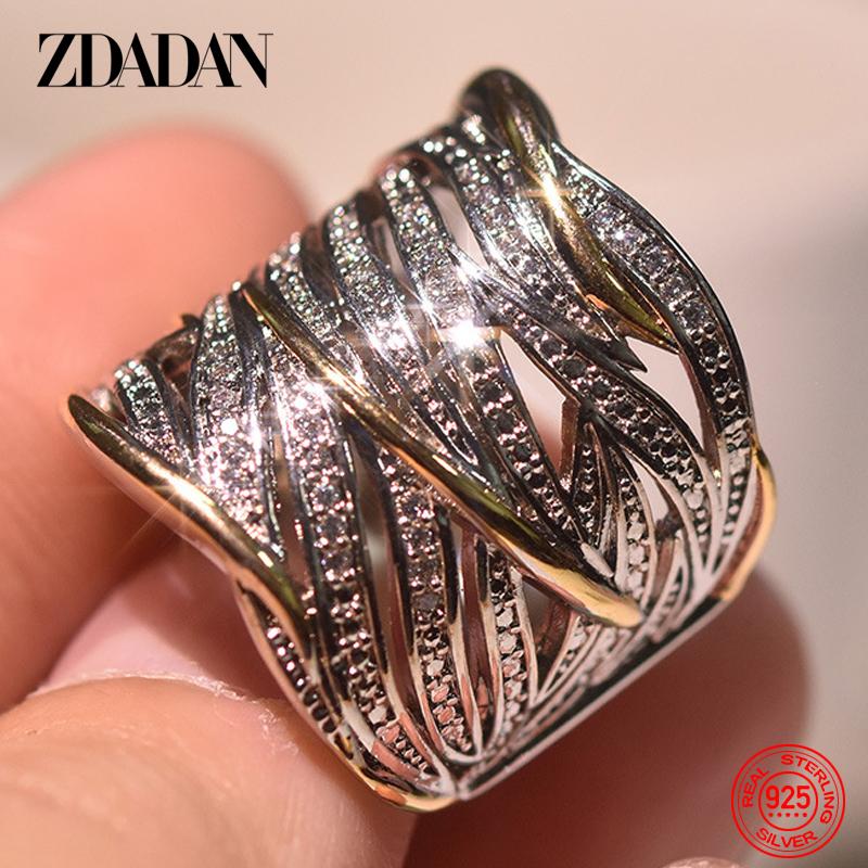 925 Sterling Silver Braided Finger Ring for Women Jewelry Party Gift