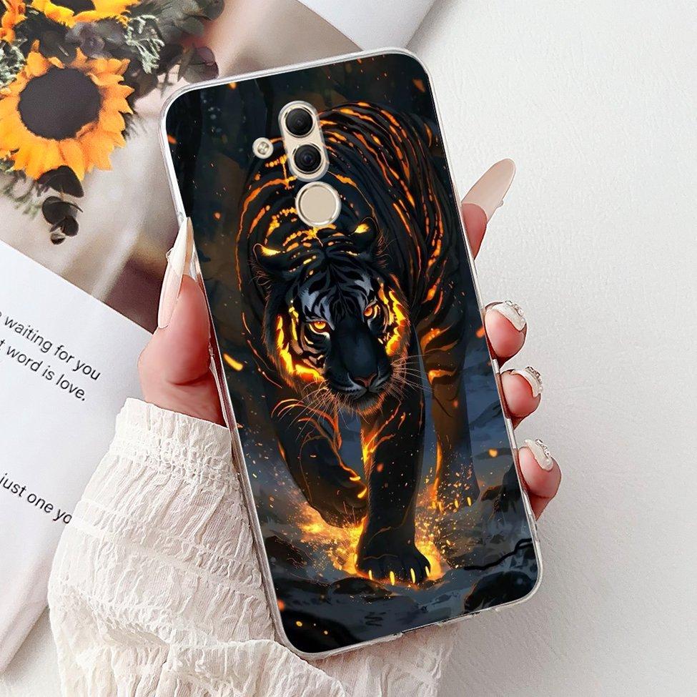 Clear For Huawei Mate 20Lite SNE-LX3 INE-LX2 Back Cover For Huawei Mate 20 Lite Case Cute Cartoon Cat Luxury Flowers Funny Funda