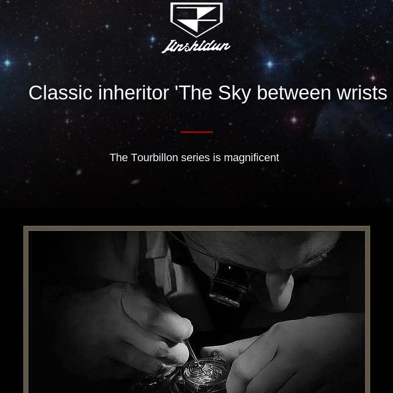 JINSHIDUN Брендовые часы Tourbillon Brick Механические часы Модные трендовые мужские часы