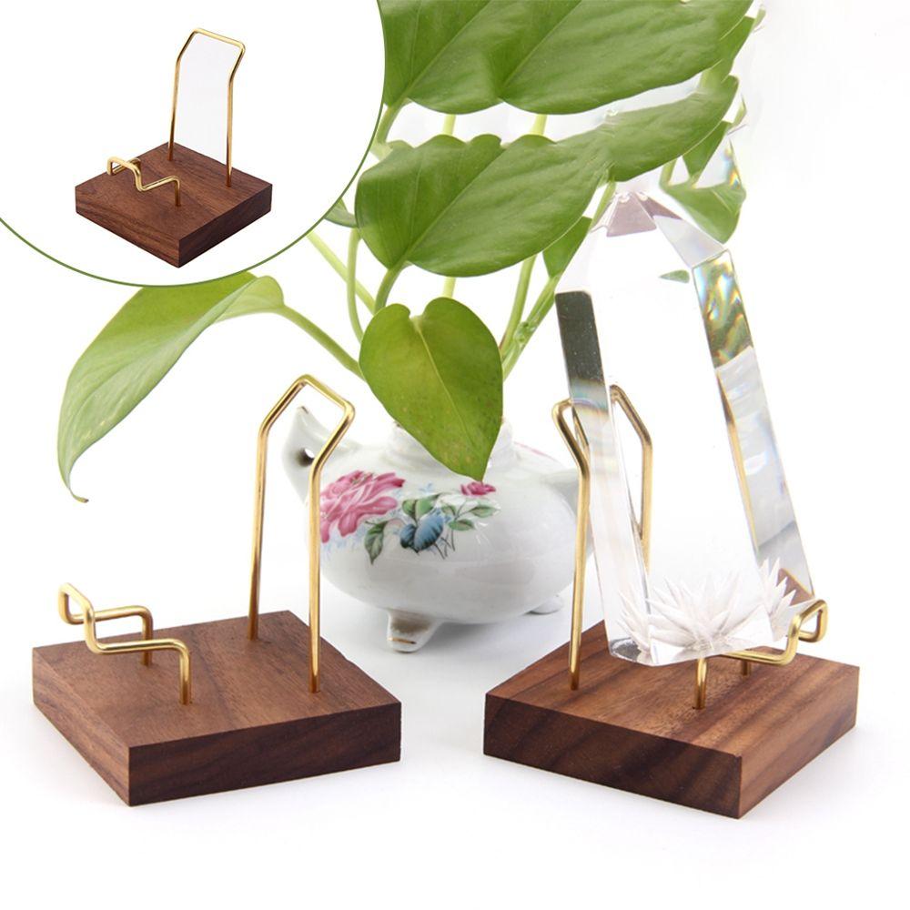Metal Arm Home Decoraition For Crystal Minerals Display Holder Wood Support Base Rack Mineral Stand