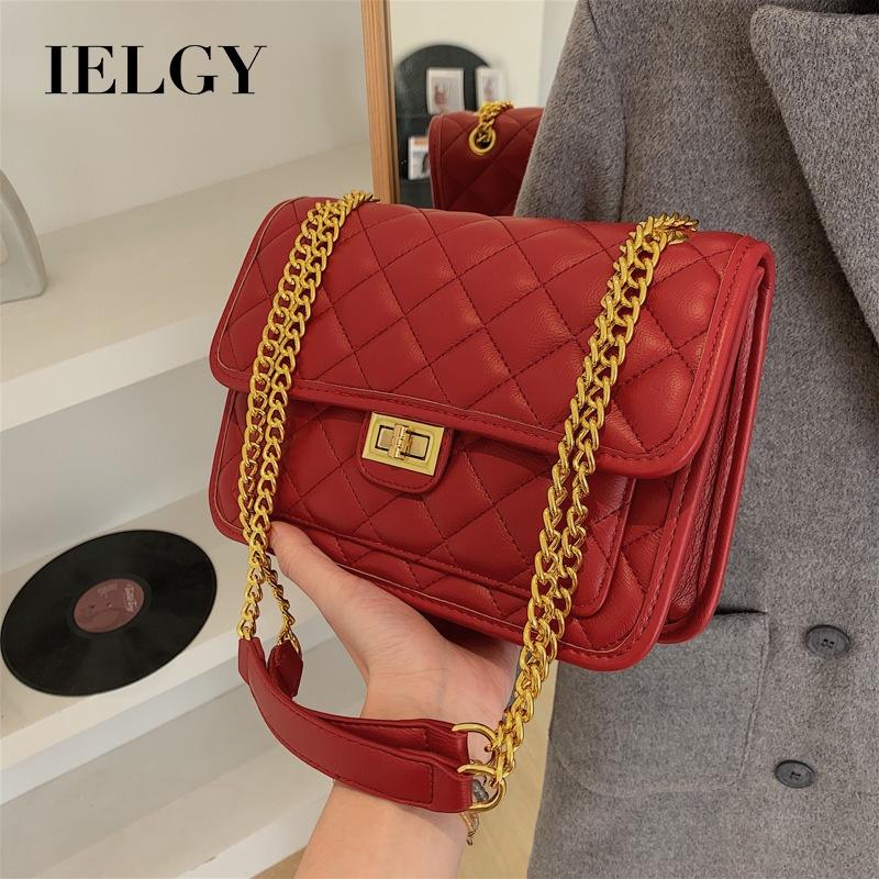 IELGY Women's Fashion Versatile Diamond Chain Shoulder Messenger Bag, Festive Wedding Bag