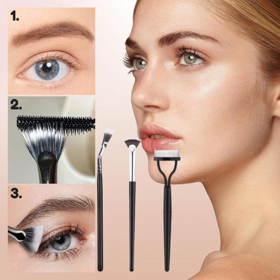 3Pcs/Set Eyelash Brush Comb Ergonomic Angle Scalloped Lashes Brush Separator Tool Portable Women Girls Eyelash Definer Mascara Applicator Brush