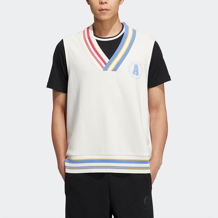 adidas Жилет унисекс с V-образным вырезом и полосатым принтом Color-Block бежевый IJ6610