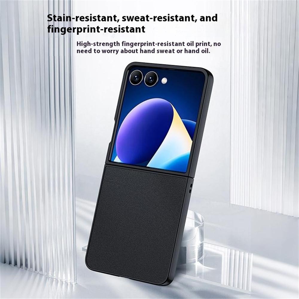 For Samsung Galaxy Z Flip7 5G Case PU Leather Coated PC Anti-Drop Folding Phone Cover