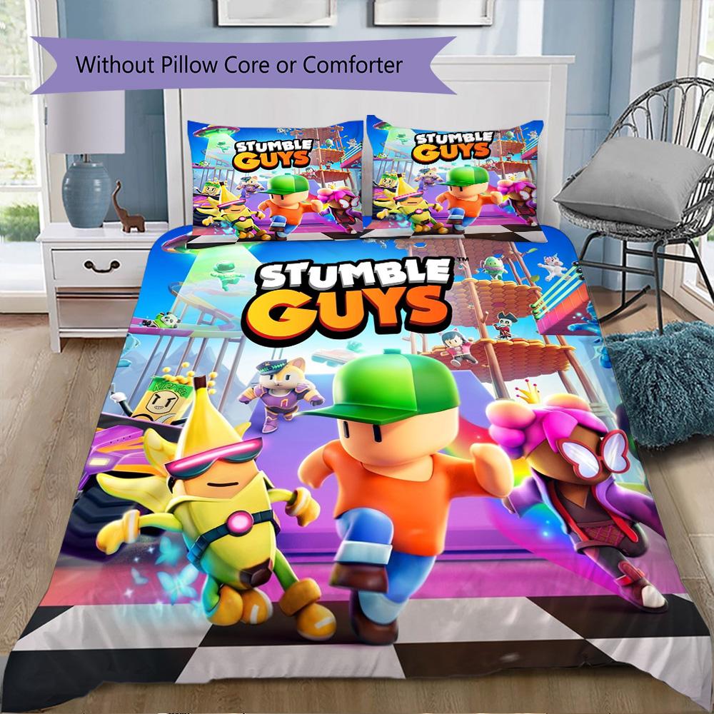 Stumble Guys theme pattern Pattern Bedding,Quilt Set Quilt Cover Pillowcase Home Birthday Gift (1*duvet cover+2*pillowcase,without core)XSJT0917190