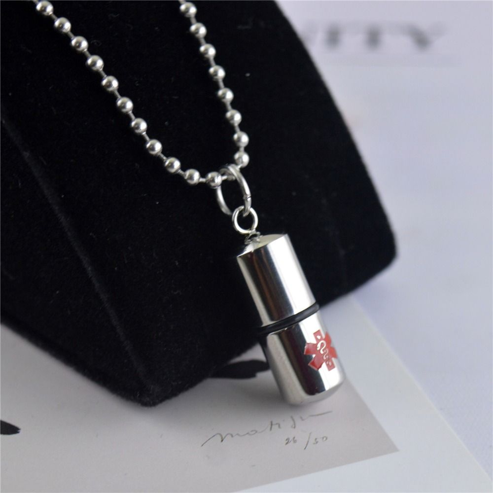 Кулон-медальон из нержавеющей стали с идентификатором для экстренных случаев в форме таблетки, кулон-шарм в форме таблетки, кулон-подвеска в форме таблетки