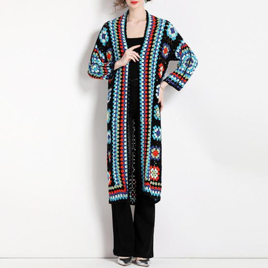 Вязаный свитер-шаль с ажурными рукавами, вязаное пальто в стиле бохо, вышивка, вязаный крючком дизайн, свободный кардиган