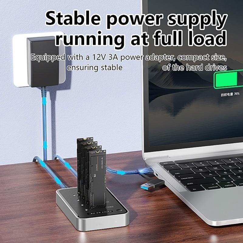 Док-станция для 4 твердотельных накопителей M.2 NVMe, USB4.0 40 Гбит/с, алюминиевый корпус, для накопителей 2230/42/60/80/110
