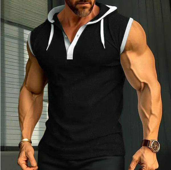 European and American Style Men's Summer Waistcoat Hooded Sleeveless Vest Fashion Casual Tank Top