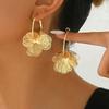 Golden Double-Layer Hollow Flower Hoop Earring for Women Vintage Earrings Ideal for Daily Wear Zircon Accessories