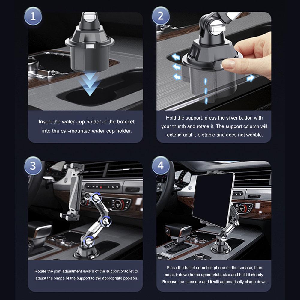 Car Cup Holder Tablet & Phone Mount Universal Stand With Adjustable Long Arm For iPad For Samsung Galaxy Tab For Kindle