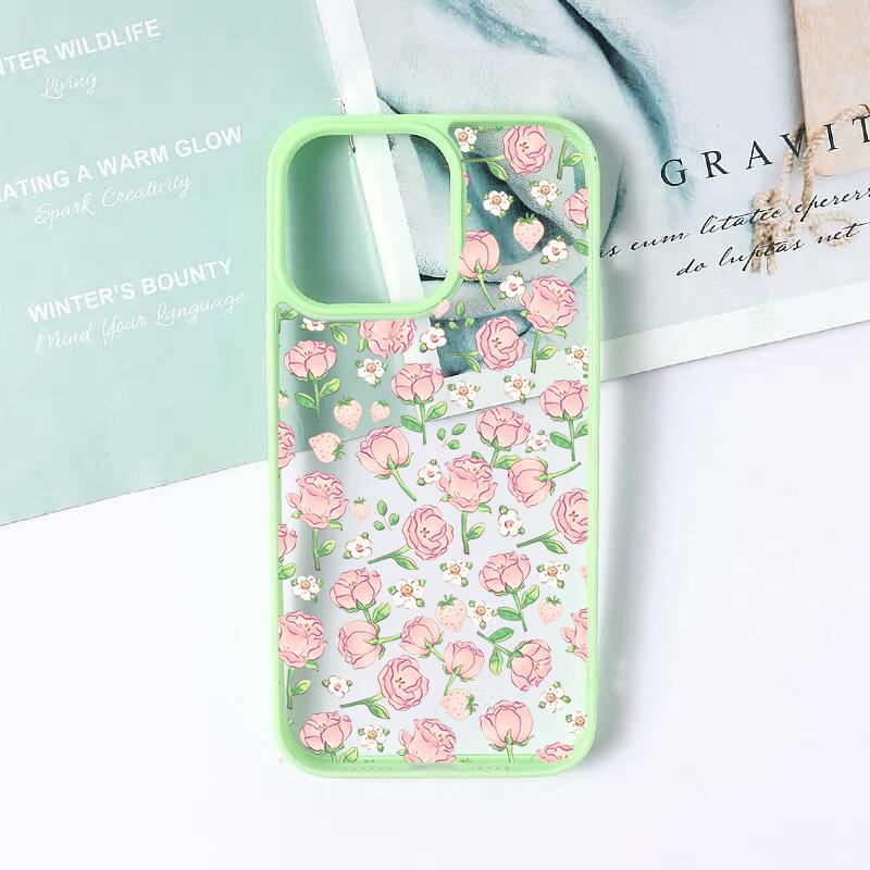 Rose Flower Phone Case For iPhone 14 15 13 12 11 Pro Max X XS XR 7 8Plus INS Korean Cute Pink Poise Rosie Shockproof Hard Cover