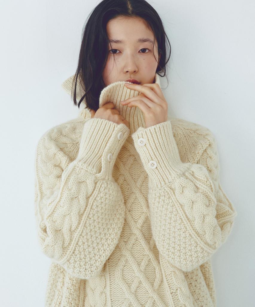 CITTA Wool Made Button High-Neck Grandma Kint_Ctk248(Butter)