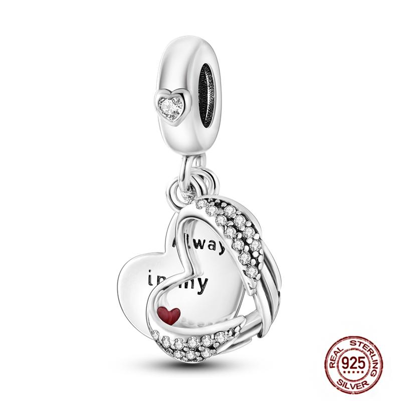 Медные Шармы Большая Любовь Мама Семья Сестра Розовое Сердце Тюльпан Бусины Ча Подходят для Оригинального Браслета Сделай Сам Ювелирный Подарок на День Матери