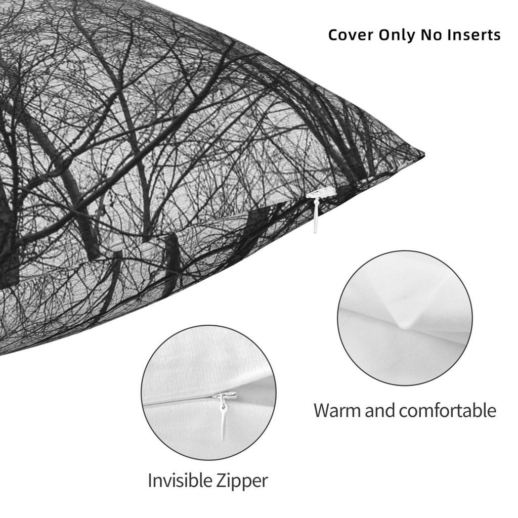 Monochrome Nature Tree Pillowcase Polyester Linen Velvet Printed Zip Decor Throw Pillow Case Home Cushion Cover 45X45