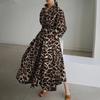 Women's Long Shirt Long Sleeved Leopard Print Casual Loose Hem Dress