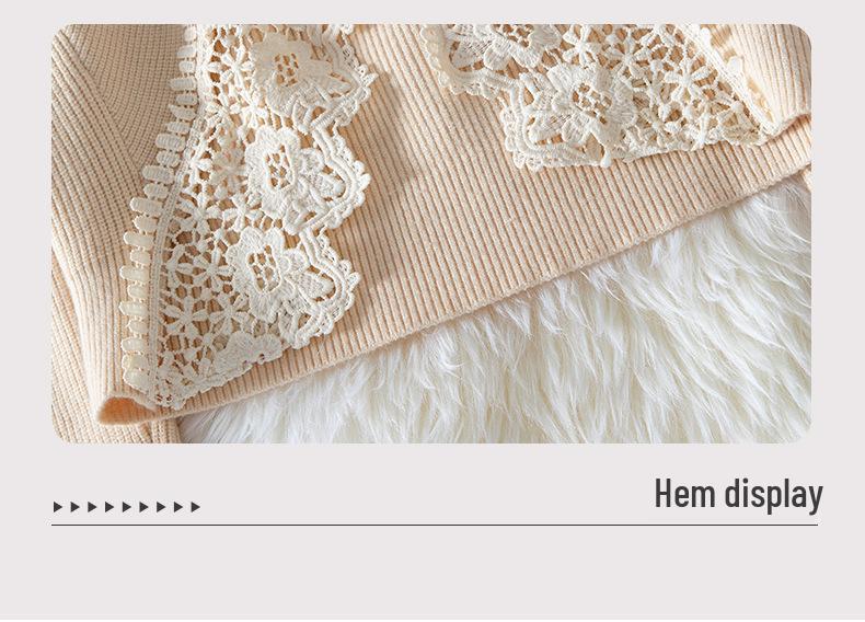 2025 Autumn/Winter Women's Backless Knitwear with Lace Patchwork