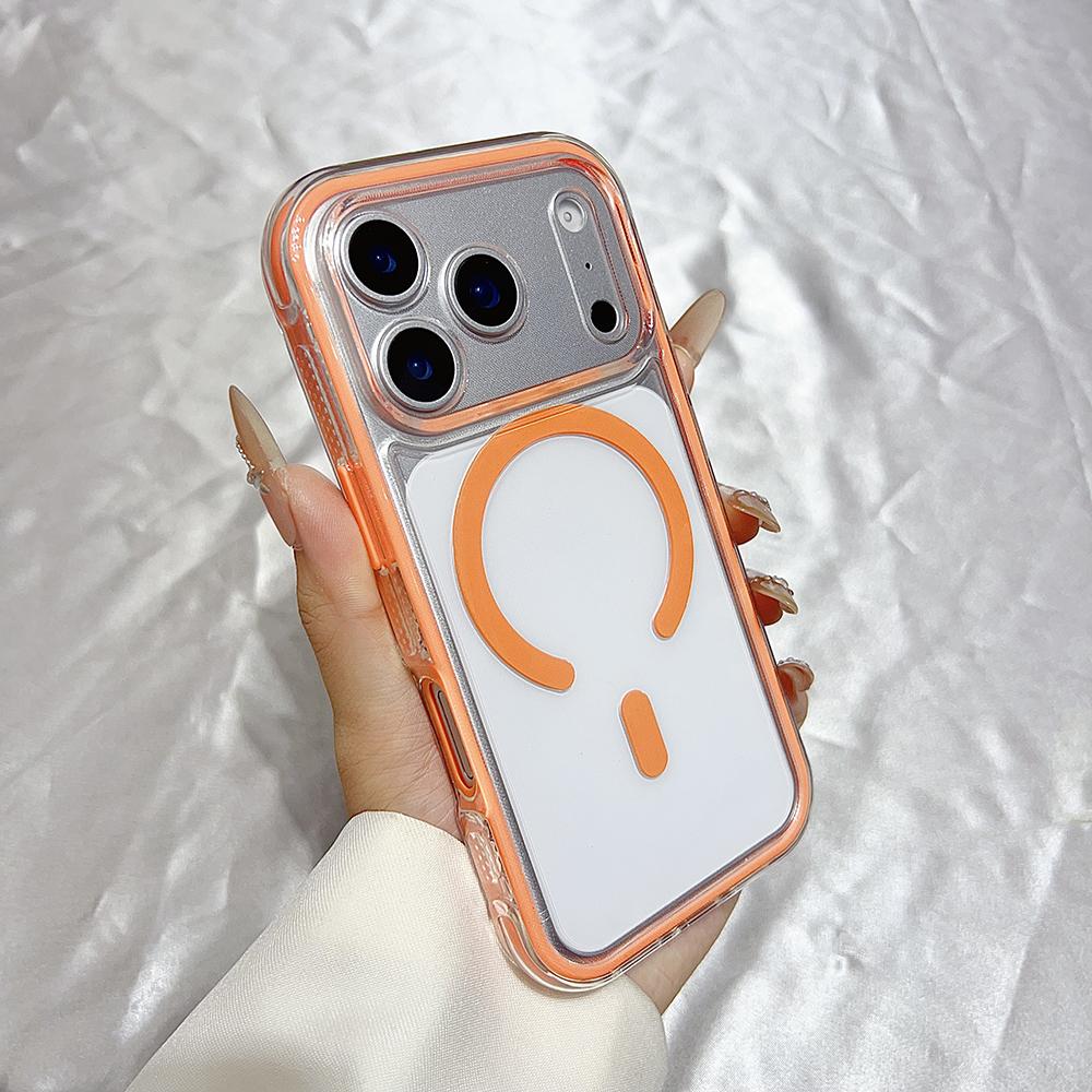 2-в-1 Прозрачный противоударный бампер Магнитный чехол для For Iphone 16 1 14 Plus 13 12 11 17 Pro Max Для Беспроводной Зарядки Задняя Крышка