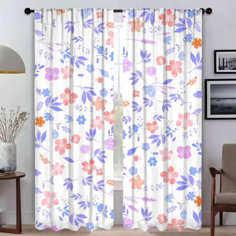 Элегантные шторы для гостиной, цветочная перегородка, украшение на Хэллоуин, занавеска для окна, тюль для спальни, шторы, 2 шт.
