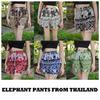 Elephant Pants Shorts Adjustable Elastic High Waistband Rope Women Men Unisex Print Thailand Casual Streetwear Beach Bohemian Retro Vintage