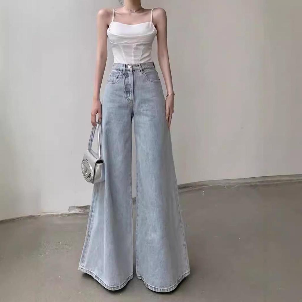 Spring/Autumn 2024 Women's Light Wide-Leg High-Waist Jeans