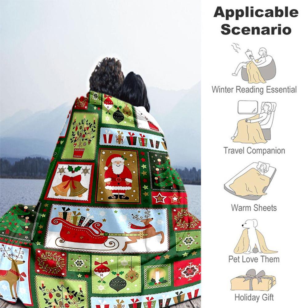1PC Christmas, ornamentsOutdoor Flannel Blanket - Soft Plush Decor for Picnics, camping, Bedroom, Playroom, Office, or Lunch Break 1366A
