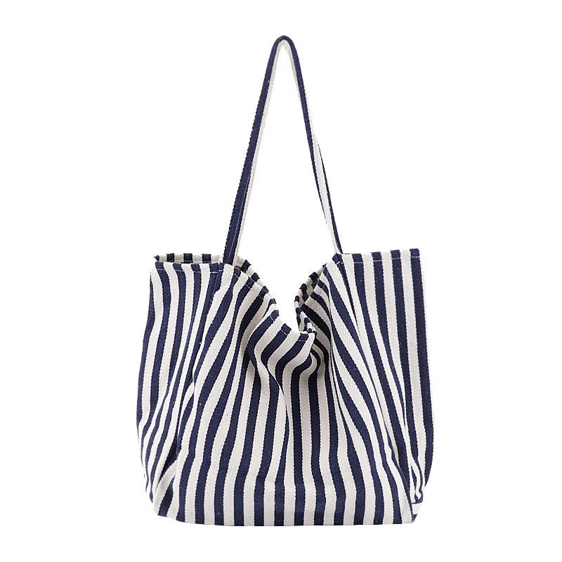 Сумка-ведро Niche Striped из холста для женщин, большая вместительная сумка-тоут в стиле ленивых для поездок на работу, новая тенденция 2025 года, большая сумка для покупок через плечо