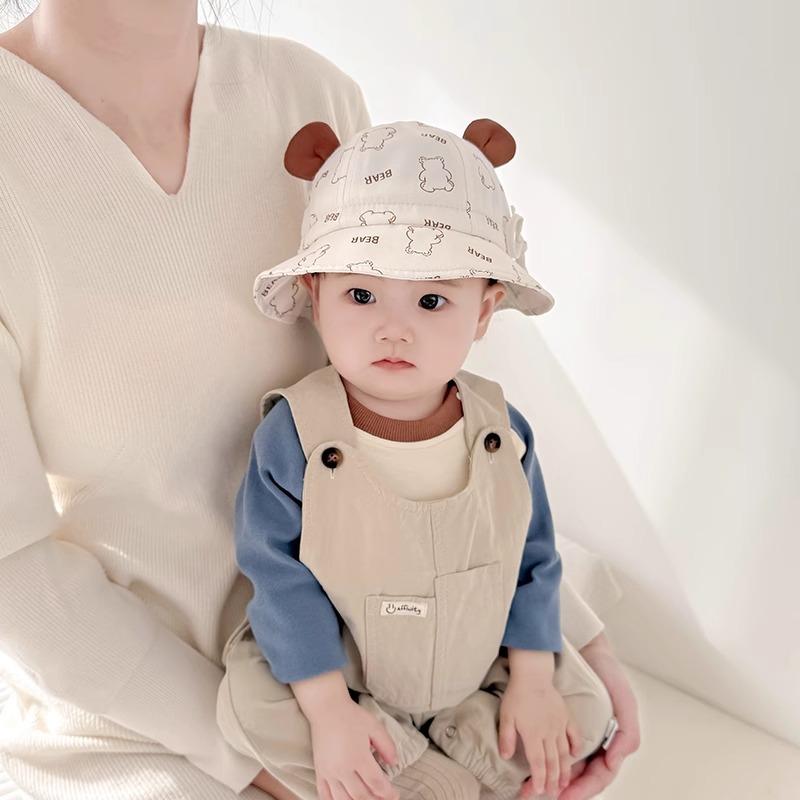 Baby and Toddler Pot Hat Spring and Autumn New Style Small Bear Cute Baby Fisherman Hat Sun Protection Sun Protection Versatile Hat for Boys and Girls
