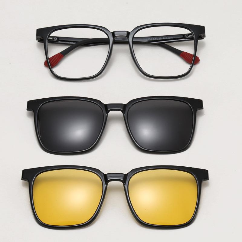 TJ2190 Unisex Three-in-One Magnetic Polarized Clip-on Sunglasses Set