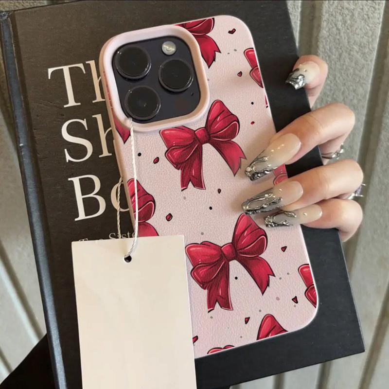 Red Heart Ribbon Bowknot Phone Case For iPhone 17 Pro Max 16 15 14 13 12 11  15 14 Plus X XR XS 16e 17Air Shockproof Soft Cover