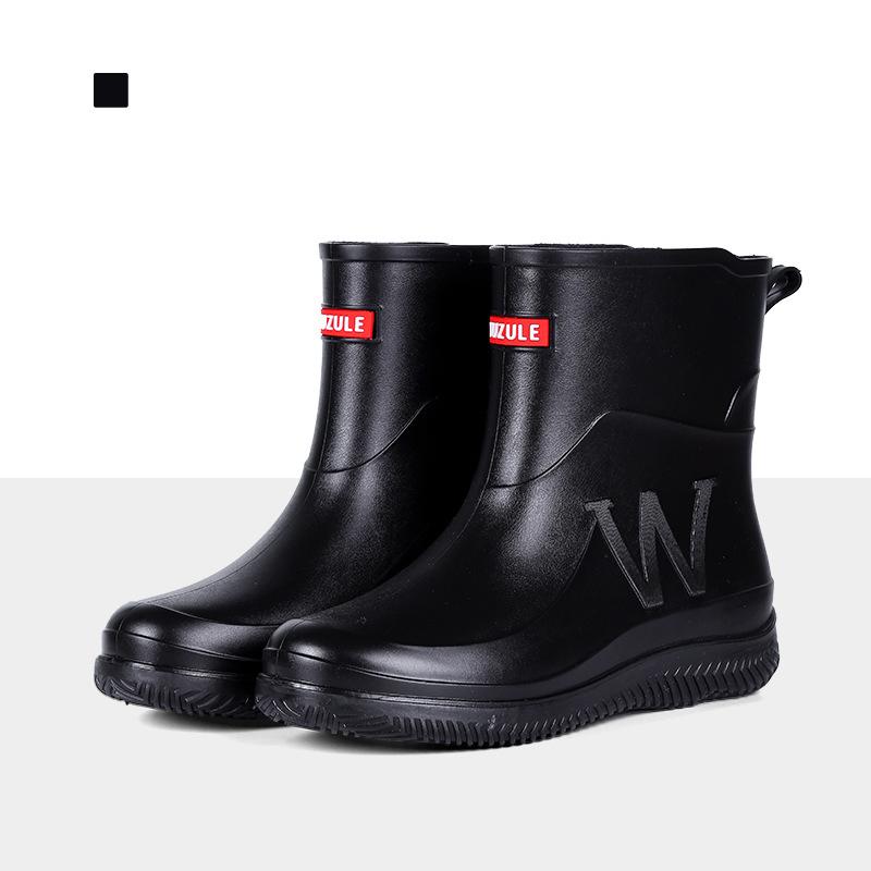 Mid-tube Fashionable Rain Boots Large Size For Men Women Kitchen Work Fishing Rain Boots Car Wash Water Shoes Rubber Overshoes