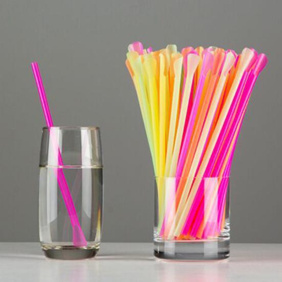 50/100Pcs Spoon Straw for Smoothie, 2 in 1 Disposable Straw with Spoon, Plastic Slush Straw for Milkshake Bubble Tea