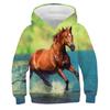 Детская одежда Толстовки для мальчиков с длинным рукавом Креативный 3D-принт лошади Детская весенне-осенняя одежда Повседневная стильная уличная одежда для мальчиков Топ