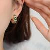 Minimalist Four-Leaf Clover Earrings: Emerald Zircon, Vintage-inspired, 18K Gold-Plated Copper, Trendy Design, Ear Clips.