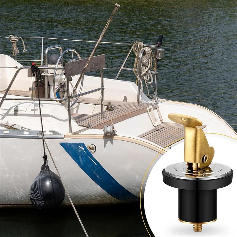 A51K-Rubber Snap Lock Drain Plug Brass For Baitwell Livewell Yacht Kayak Marine For Baitwell Drain Plug