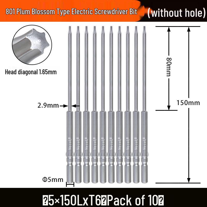 Электрическая отвертка Nigao S2, бит Torx 801, цельный, звездообразный, с круглым хвостовиком 5 мм.
