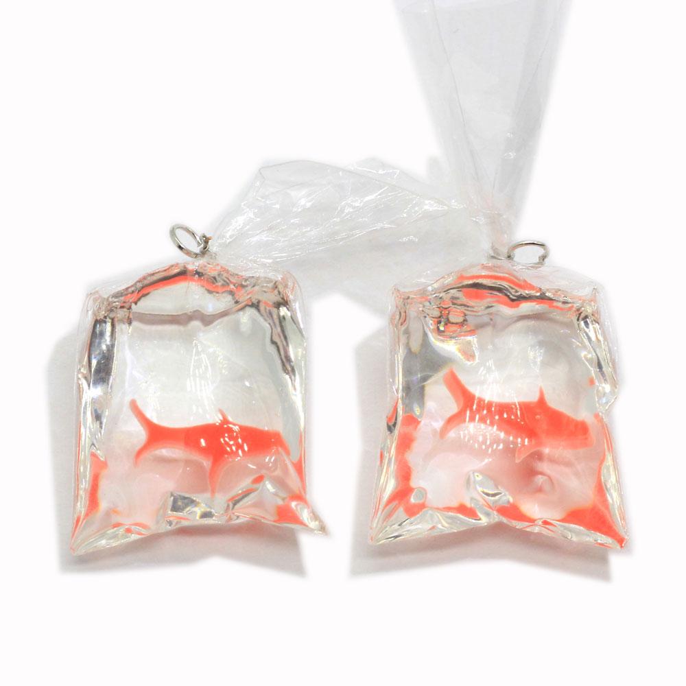 100pcs Small Fish in Water Bag Transparent Resin Goldfish Charms Jewelry Pendant Fish Bag Earrings Pendant Handmade DIY Crafts