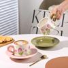 Керамический набор для кофе с блюдцем, цветочная акварель