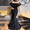 Women Wedding Bride Bridesmaids Elegant Ruffle Off Shoulder Sleeveless Maxi Long Dress Party Ball Gown