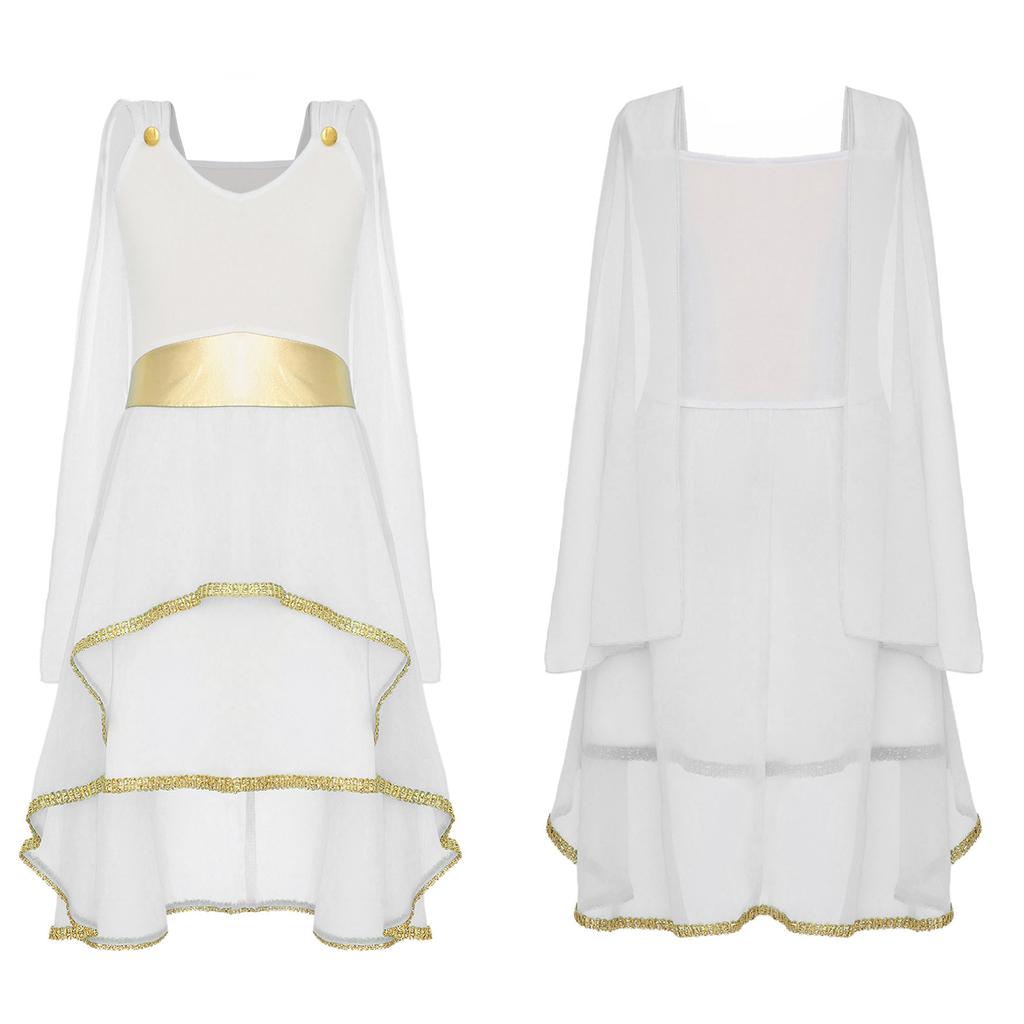 Костюм греческой тоги для девочек, платье без рукавов, асимметричное, струящееся, богиня Древнего Рима, Хэллоуин, косплей-платье