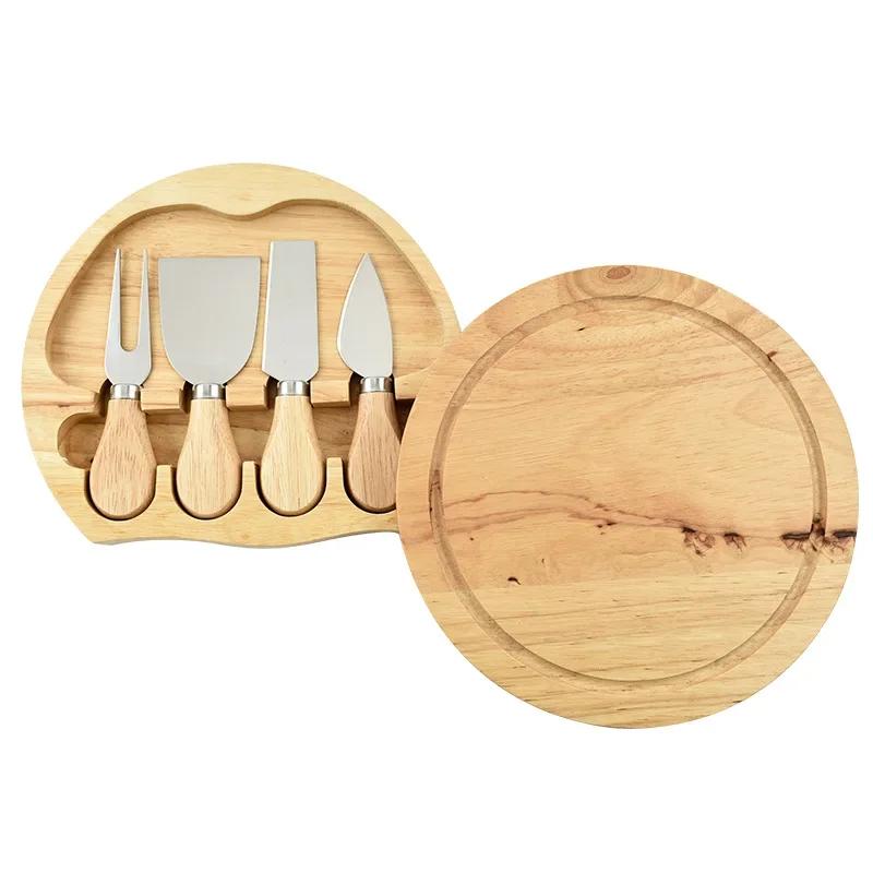 4 Cheese Knives Set Cheese Cutlery Steel Stainless Cheese Slicer Cutter Wood Handle Mini Knife,Butter Knife,Spatula& ForK