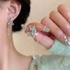 1 пара милых серег-капель в форме бабочек, женские асимметричные серьги-гвоздики с цепочкой и кисточками, серьги-гвоздики из искусственного жемчуга, инкрустированные стразами