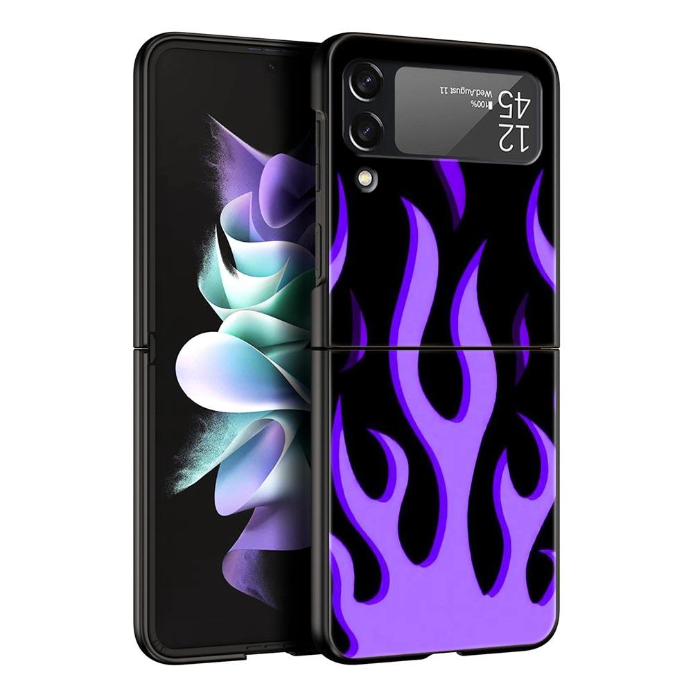Для Samsung Galaxy Z Flip 3 4 5 жесткий черный складной чехол для ПК-телефона бесконечность на фиолетовом для Samsung Z Flip3 защитный чехол