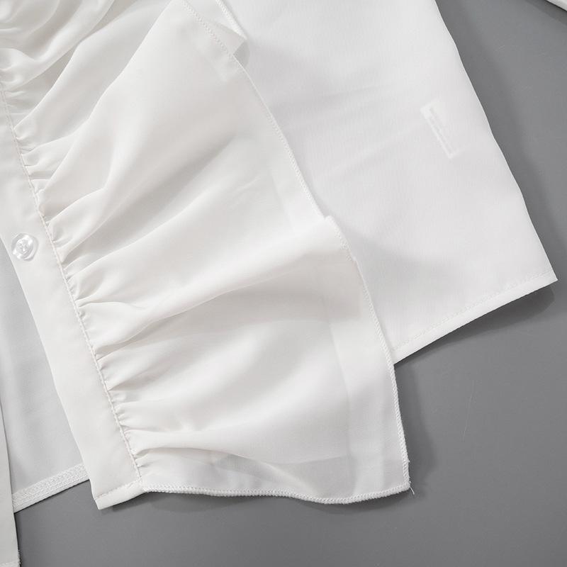 Женские модные повседневные весенне-осенние однотонные блузки и рубашки с круглым вырезом с длинными рукавами и принтом