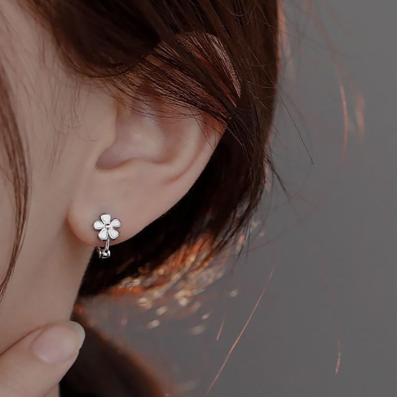 14K Цветочные серьги-кольца для женщин Серебряные серьги Hikaw Золотые не темнеющие гипоаллергенные серьги