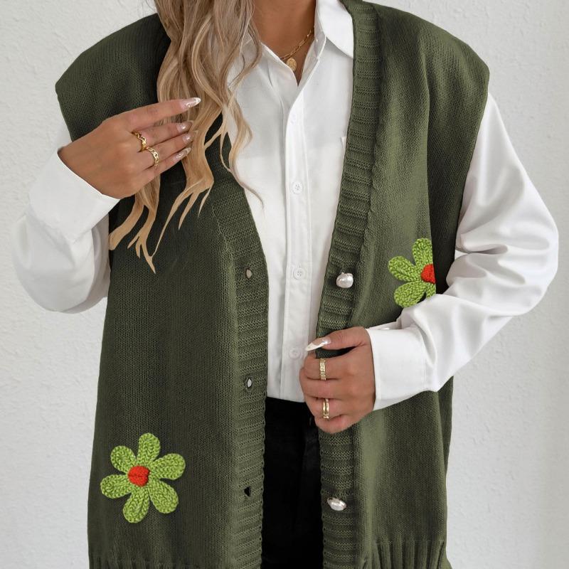 Женский осенне-зимний жилет с жемчужными пуговицами, свободный повседневный кардиган-жилет